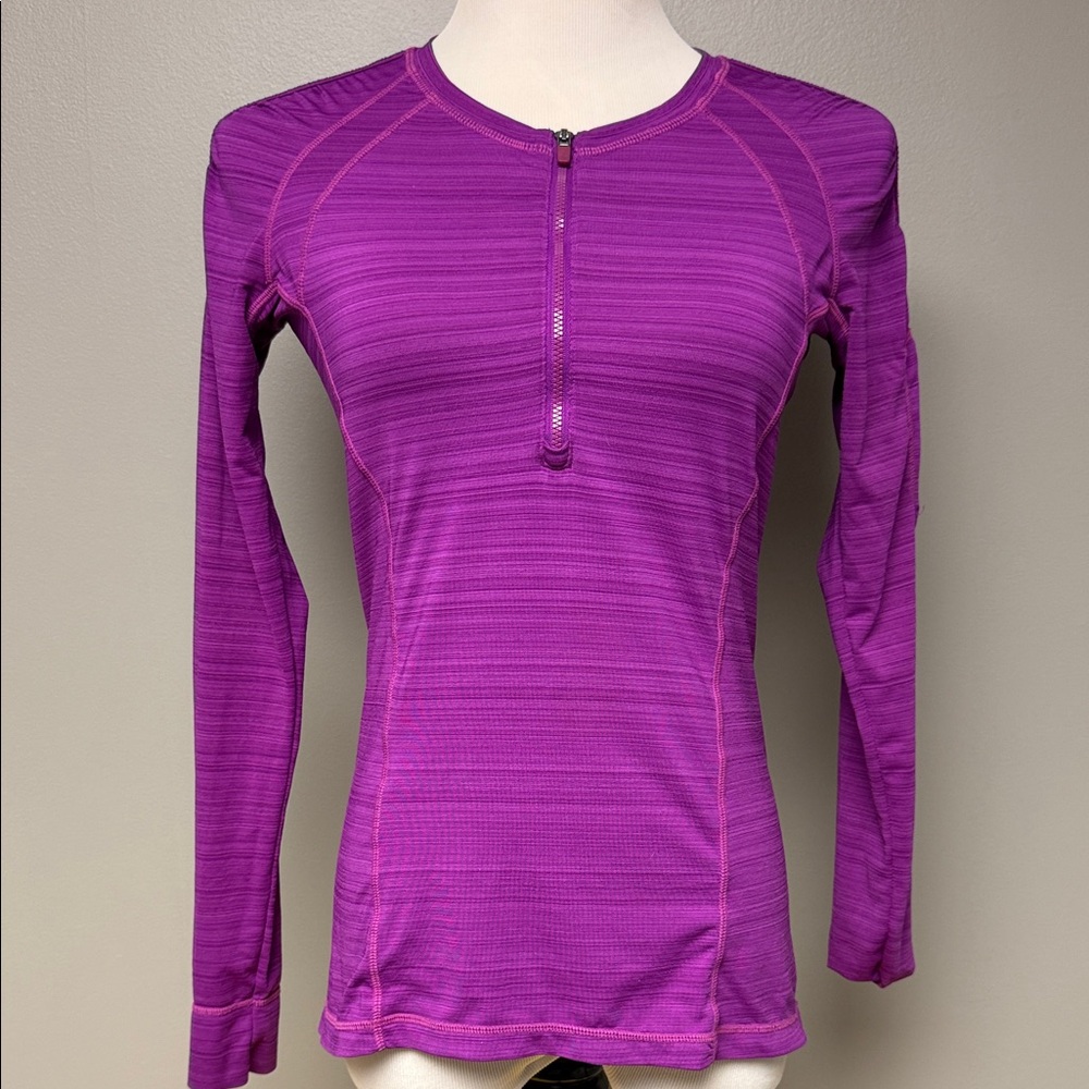 Athleta Purple Quarter-Zip Long Sleeve Top – Size S
